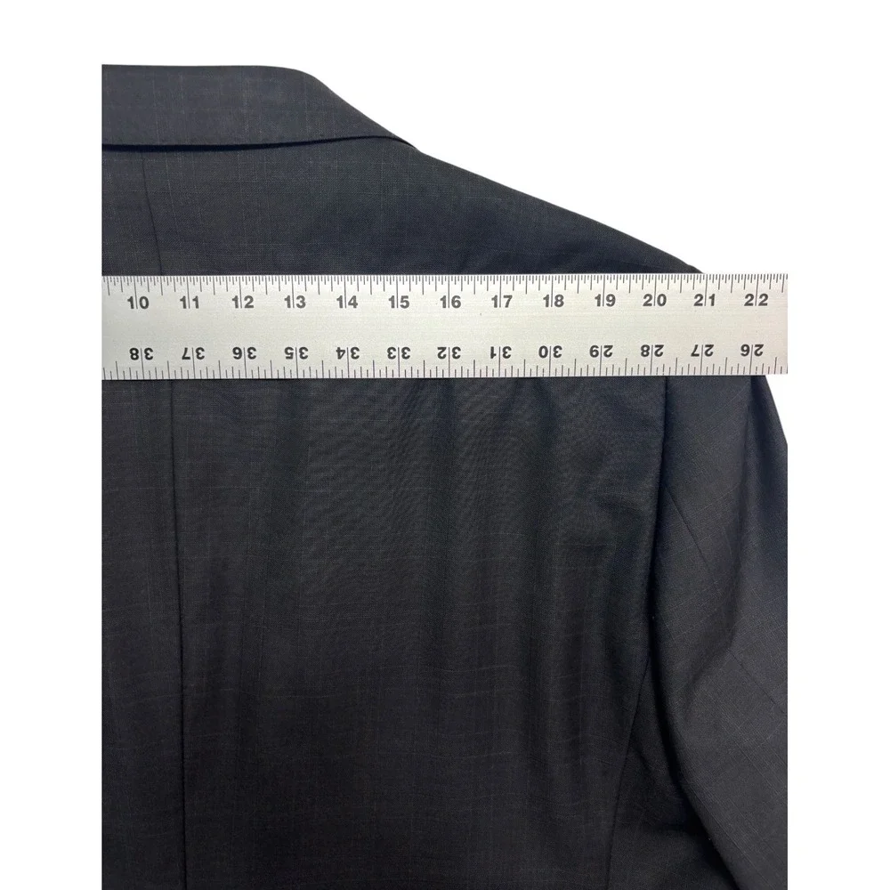 Langel Woods Bespoke 50S 44x30 Charcoal Plaid 2pc Pant Suit USA All Season Wool